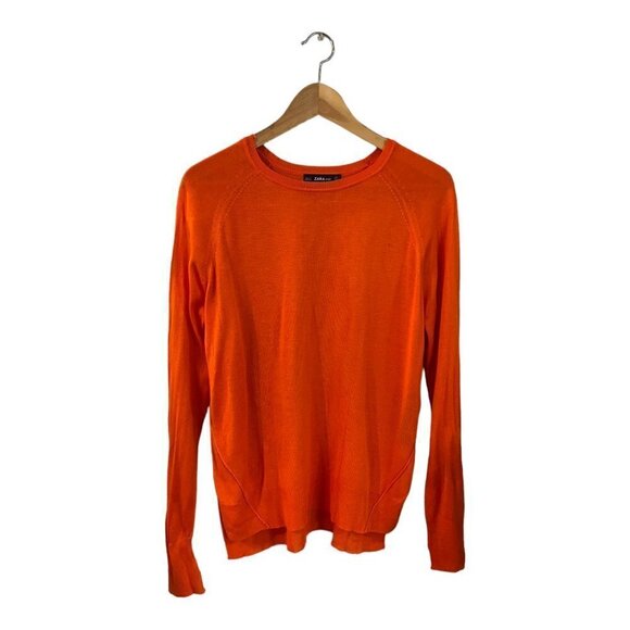 Zara Knit Lightweight Sweater Orange Size Small S Women's Long Sleeves Halloween - Picture 1 of 5